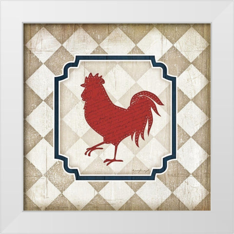 Red White and Blue Rooster XI White Modern Wood Framed Art Print by Pugh, Jennifer