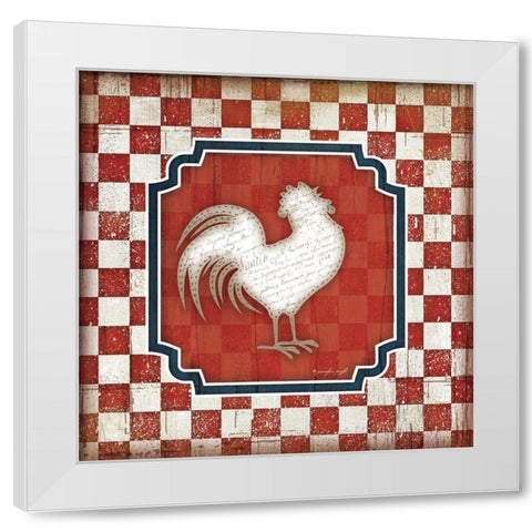 Red White and Blue Rooster XII White Modern Wood Framed Art Print by Pugh, Jennifer