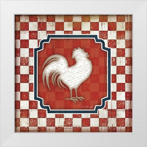 Red White and Blue Rooster XII White Modern Wood Framed Art Print by Pugh, Jennifer