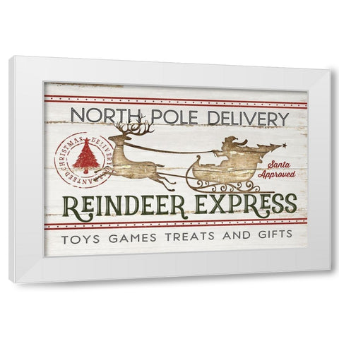 Reindeer Express White Modern Wood Framed Art Print by Pugh, Jennifer