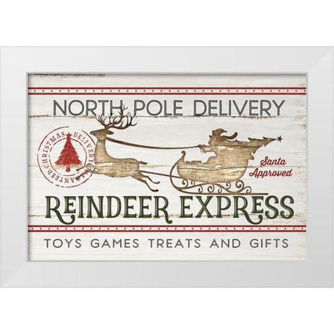 Reindeer Express White Modern Wood Framed Art Print by Pugh, Jennifer