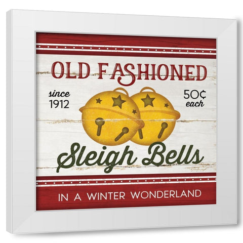 Sleigh Bells White Modern Wood Framed Art Print by Pugh, Jennifer