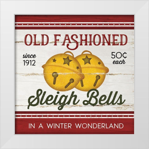 Sleigh Bells White Modern Wood Framed Art Print by Pugh, Jennifer