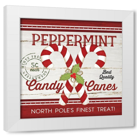 Candy Canes White Modern Wood Framed Art Print by Pugh, Jennifer