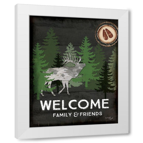 Welcome Family and Friends White Modern Wood Framed Art Print by Pugh, Jennifer