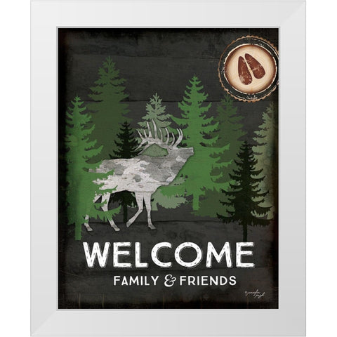 Welcome Family and Friends White Modern Wood Framed Art Print by Pugh, Jennifer