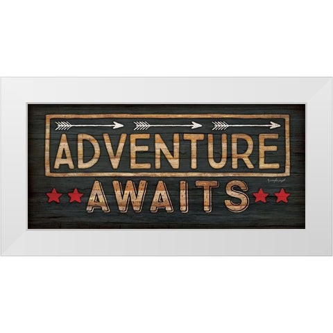 Adventure Awaits White Modern Wood Framed Art Print by Pugh, Jennifer