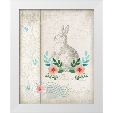 French Spring Rabbit White Modern Wood Framed Art Print by Pugh, Jennifer