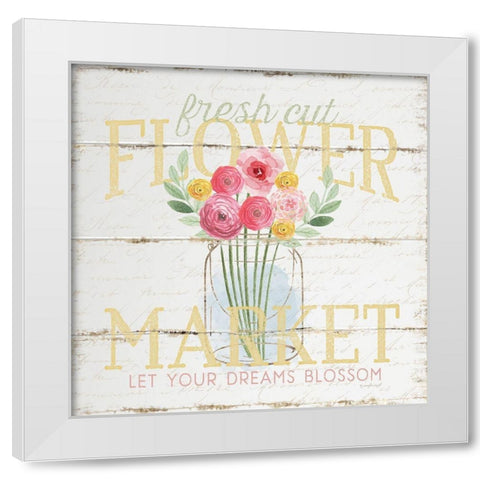 Flower Market White Modern Wood Framed Art Print by Pugh, Jennifer