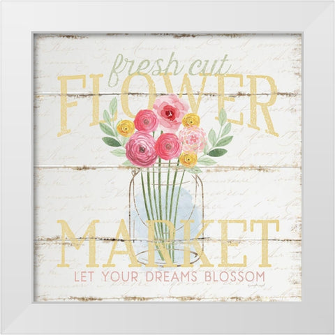 Flower Market White Modern Wood Framed Art Print by Pugh, Jennifer