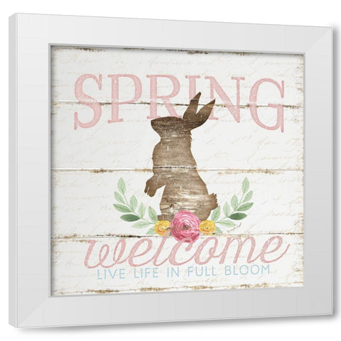 Spring Welcome White Modern Wood Framed Art Print by Pugh, Jennifer