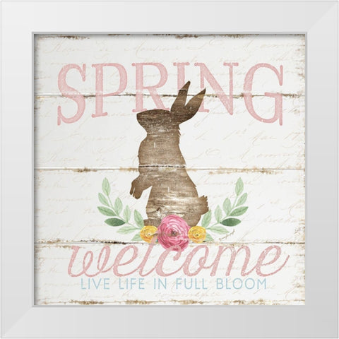 Spring Welcome White Modern Wood Framed Art Print by Pugh, Jennifer