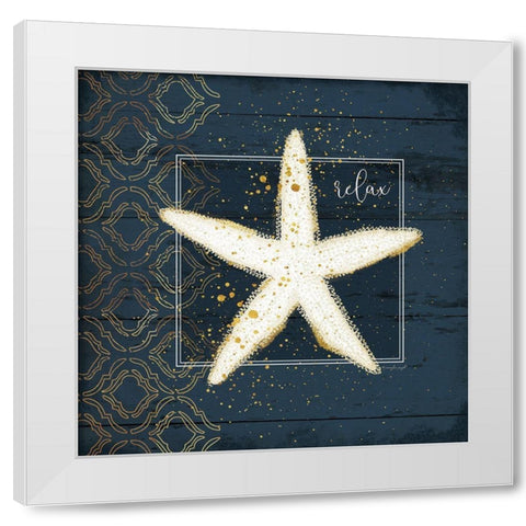 Relax Starfish White Modern Wood Framed Art Print by Pugh, Jennifer