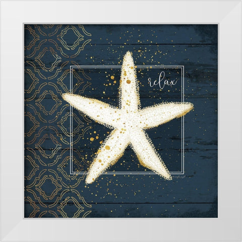 Relax Starfish White Modern Wood Framed Art Print by Pugh, Jennifer