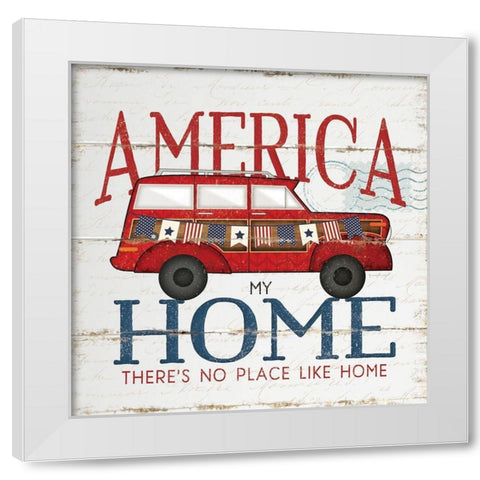 America Home White Modern Wood Framed Art Print by Pugh, Jennifer