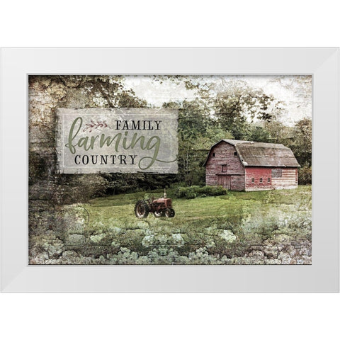 Farm, Family, Country White Modern Wood Framed Art Print by Pugh, Jennifer