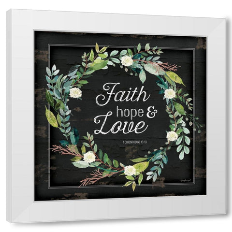 Faith, Hope and Love White Modern Wood Framed Art Print by Pugh, Jennifer