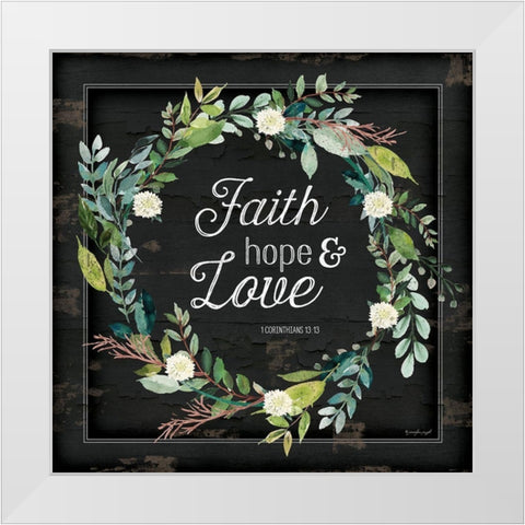 Faith, Hope and Love White Modern Wood Framed Art Print by Pugh, Jennifer