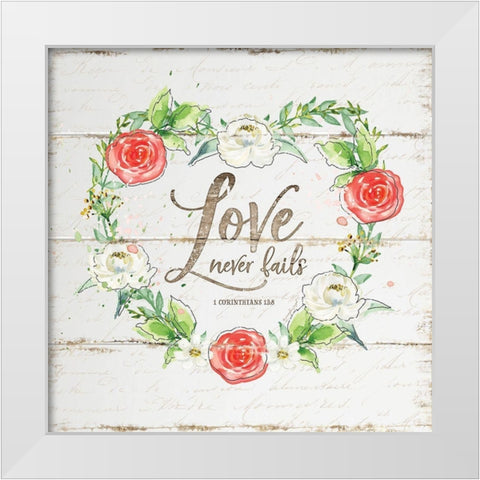 Love Wreath White Modern Wood Framed Art Print by Pugh, Jennifer