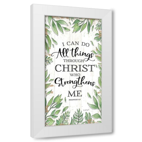 I Can Do All Things Through Christ White Modern Wood Framed Art Print by Pugh, Jennifer