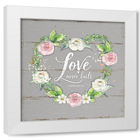 Love Wreath - Gray White Modern Wood Framed Art Print by Pugh, Jennifer