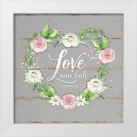 Love Wreath - Gray White Modern Wood Framed Art Print by Pugh, Jennifer