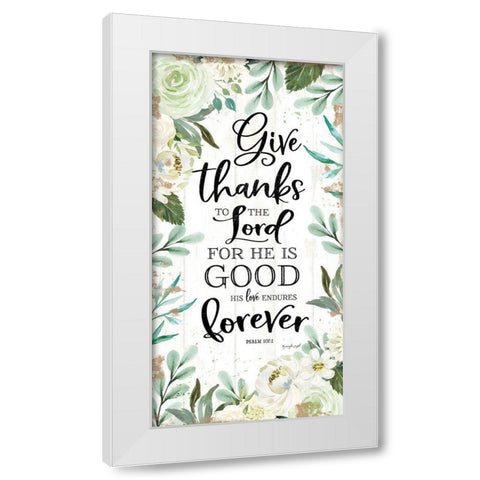 Give Thanks to the Lord White Modern Wood Framed Art Print by Pugh, Jennifer