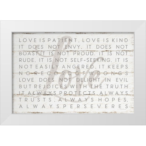 Love Is White Modern Wood Framed Art Print by Pugh, Jennifer