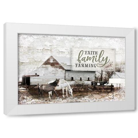 Faith, Family, Farming White Modern Wood Framed Art Print by Pugh, Jennifer