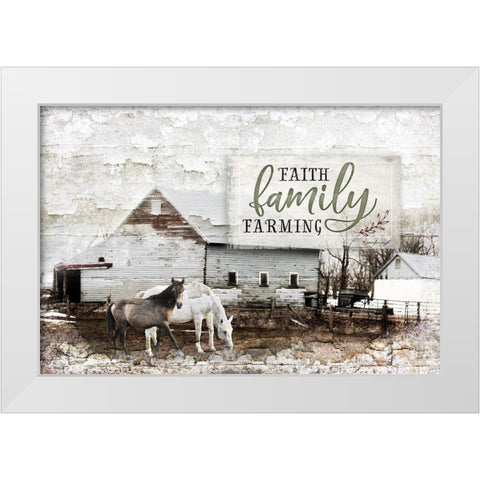 Faith, Family, Farming White Modern Wood Framed Art Print by Pugh, Jennifer