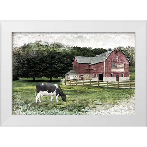 Cow White Modern Wood Framed Art Print by Pugh, Jennifer