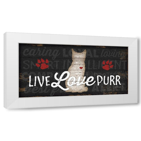 Live Love Purr White Modern Wood Framed Art Print by Pugh, Jennifer