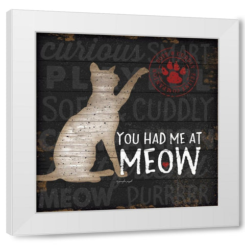 You Had Me at Meow White Modern Wood Framed Art Print by Pugh, Jennifer