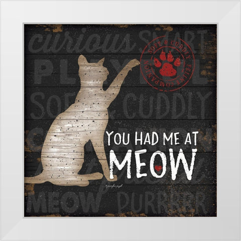 You Had Me at Meow White Modern Wood Framed Art Print by Pugh, Jennifer
