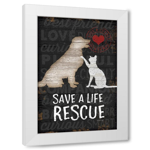 Save a Life - Rescue White Modern Wood Framed Art Print by Pugh, Jennifer