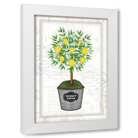 Lemon Topiary White Modern Wood Framed Art Print by Pugh, Jennifer