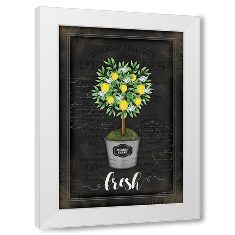 Lemon Topiary White Modern Wood Framed Art Print by Pugh, Jennifer