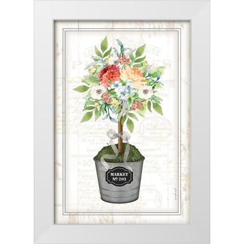 Floral Topiary White Modern Wood Framed Art Print by Pugh, Jennifer