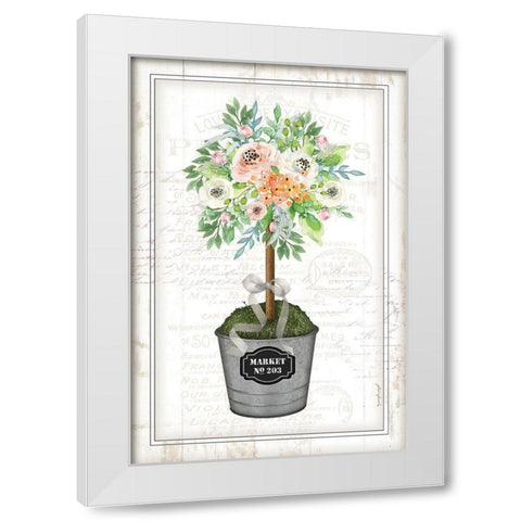 Floral Topiary II White Modern Wood Framed Art Print by Pugh, Jennifer