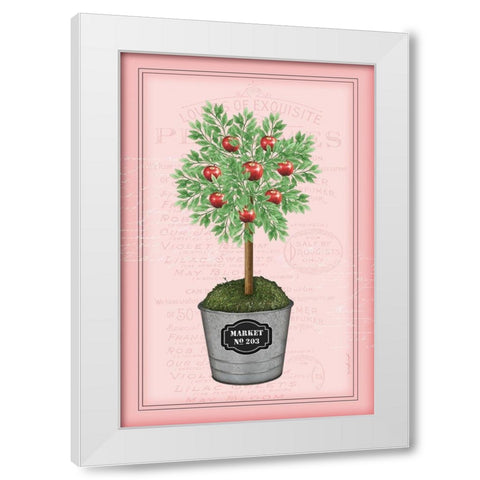 Apple Topiary - Pink White Modern Wood Framed Art Print by Pugh, Jennifer