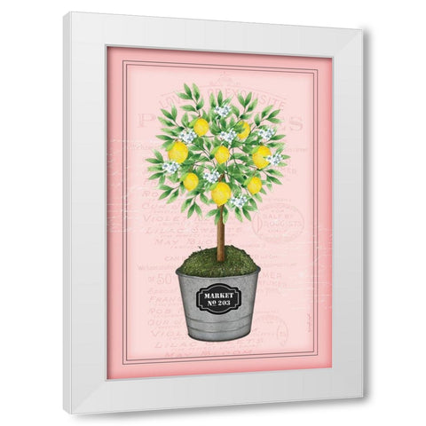 Lemon Topiary - Pink White Modern Wood Framed Art Print by Pugh, Jennifer