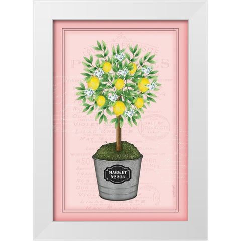 Lemon Topiary - Pink White Modern Wood Framed Art Print by Pugh, Jennifer