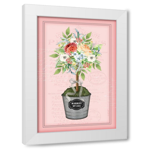 Floral Topiary - Pink White Modern Wood Framed Art Print by Pugh, Jennifer