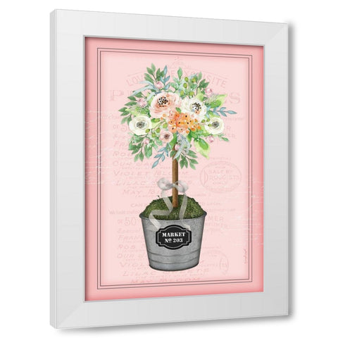 Floral Topiary II - Pink White Modern Wood Framed Art Print by Pugh, Jennifer