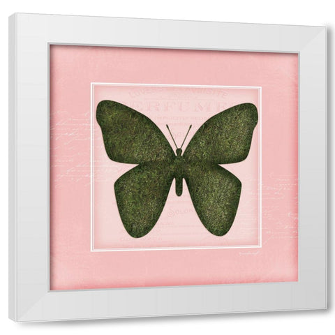 Butterfly - Pink White Modern Wood Framed Art Print by Pugh, Jennifer