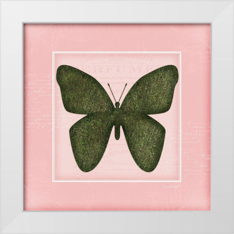 Butterfly - Pink White Modern Wood Framed Art Print by Pugh, Jennifer