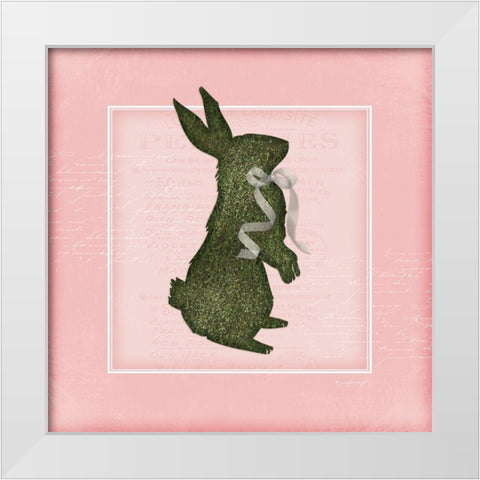 Bunny - Pink White Modern Wood Framed Art Print by Pugh, Jennifer