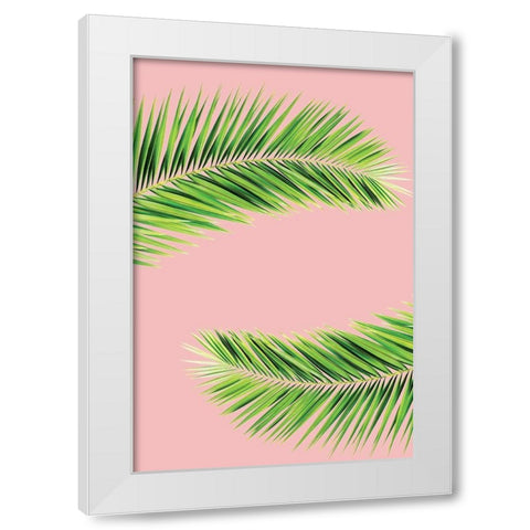 Pink Palm II White Modern Wood Framed Art Print by Pugh, Jennifer