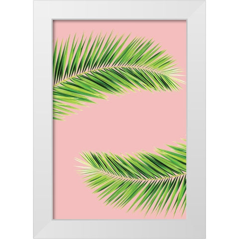 Pink Palm II White Modern Wood Framed Art Print by Pugh, Jennifer