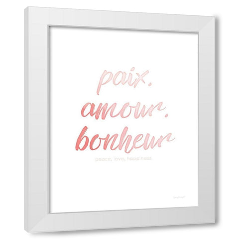 Paix Amour Bonheur White Modern Wood Framed Art Print by Pugh, Jennifer